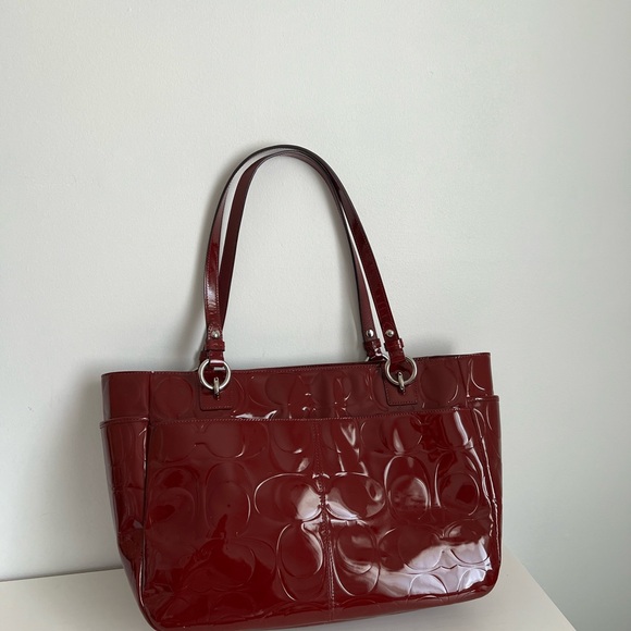 Coach Burgundy Patent Leather Tote - Picture 3 of 10